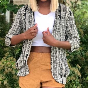 Ivory/Black tribal print blazer